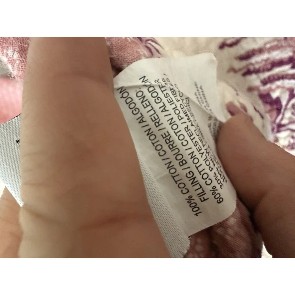 Vtg Laura Ashley Botanical Toile Quilt Coverlet Raspberry Pink Floral Cotton 90s